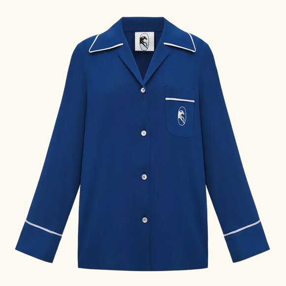 SLEEPER Finnegan Unisex Pajama Shirt and Pants Set in Navy NWT - Picture 4 of 8